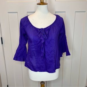 Diane Von Furstenberg Gitane Ruffle 3/4 Bell Sleeve Blouse size 2